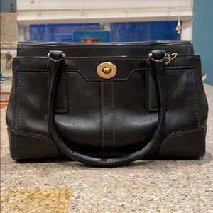 Black leather coach satchel